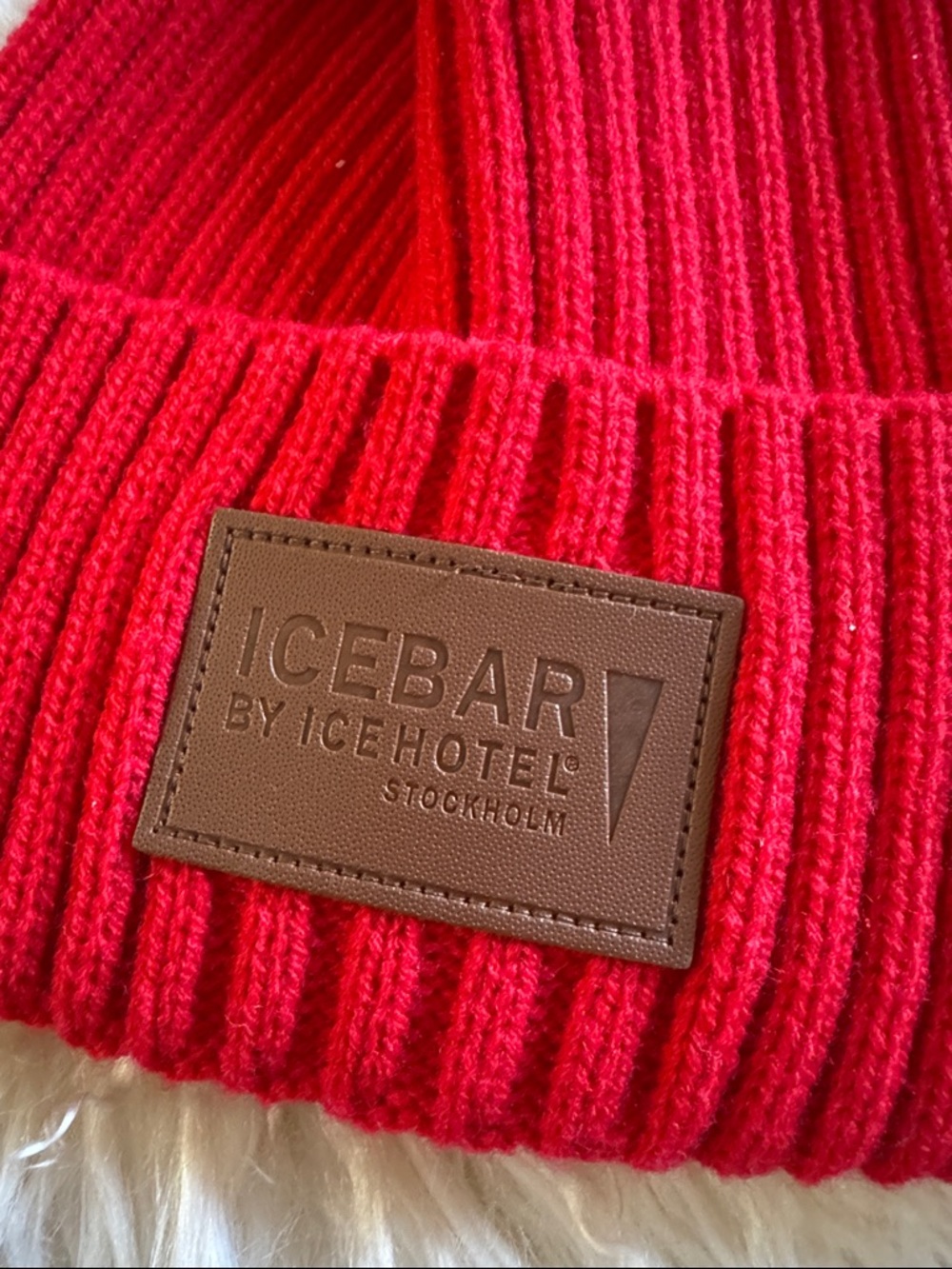 Unisex Ribbed Knit Beanie Hat in Red - Picture 2 of 3